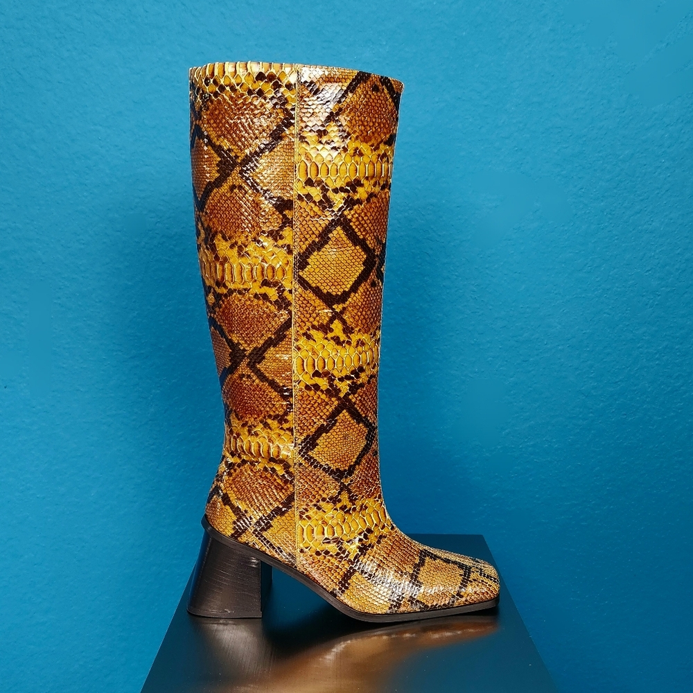 🆕️🤠🐎 ASOS Design Genuine Leather Snakeskin Python Knee-high Boots // (NWT)